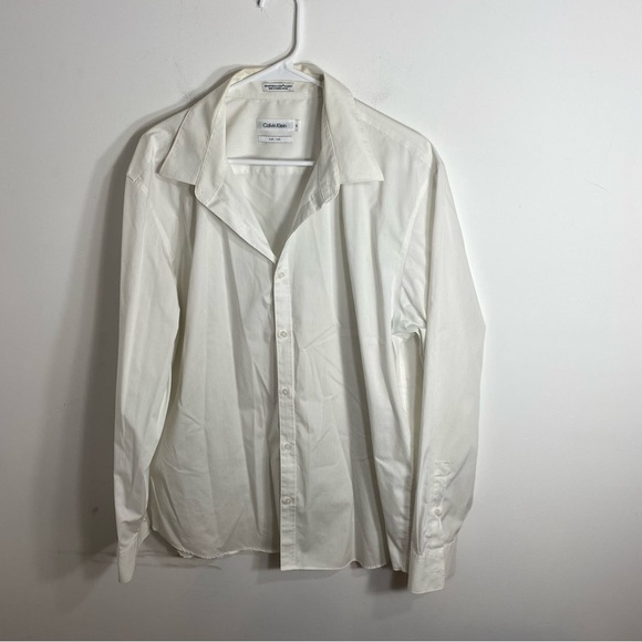 Calvin Klein Pin Striped Button Down Shirt Large Collared Men’s Long Sleeve - Picture 2 of 5